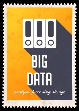 Big Data on Yellow in Flat Design. Illustrazione stock