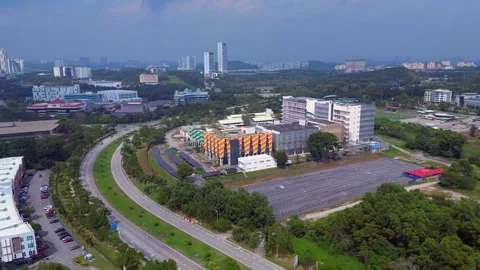 Big Datacenter campus quantum computer for Ai. Magic aerial view drone Stock Footage 331576677