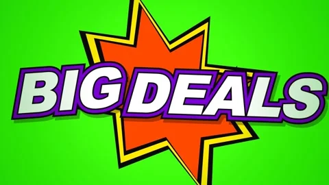 Big Deals Comic Book Style Text Animation on Green Screen Background Stock Footage 336619586