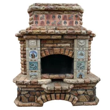 The big decorative fireplace. Stock Photos