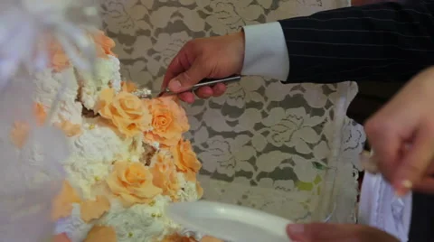 Big Delicious Cake Cut Knife Stock-Footage 57364802