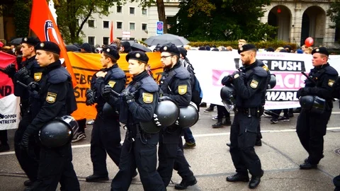 Big demonstration Munich 03.10.2018 Together against politics of fear, Germany Stock Footage