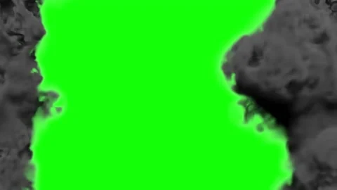 Big dense smoke lines at screen borders - isolated on green screen Video stock 168149601