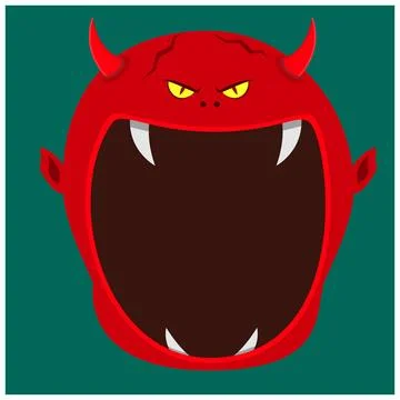 Big Devil Character Head  and Open mouth , Vector and Illustration. Stockillustratie