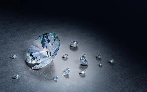 Big diamond on black reflection background And there are many small diamond.. Stock Illustration