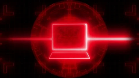 Big Digital Cyber Interface. Red Video stock 74586526