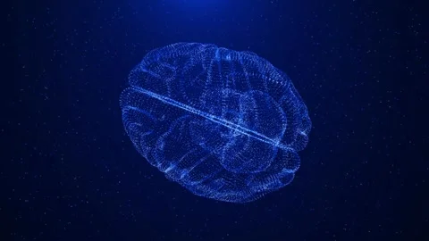 Big Digital Screen scan Interacting with AI Neural Network 3D Animation. 4K 3D Video stock 257938529