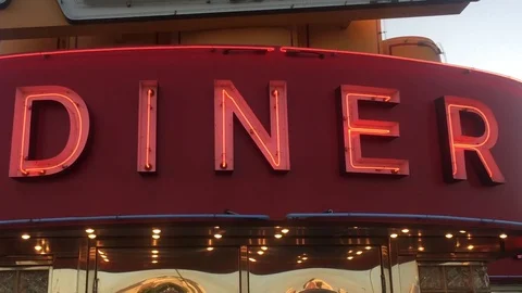 Big Diner Sign in Red | Stock Video | Pond5