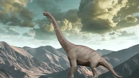 The Big Dinosaur With Mountain in Background Stock Footage 195024778