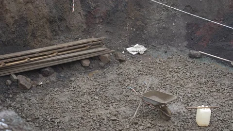 Big dirty construction pit in autumn Видео 165251841