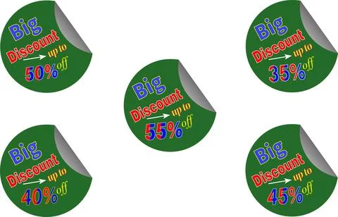 Big discount  circular vector stickers collection for online store deals Stock Illustration