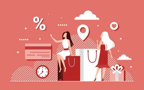 Big discount sales, loyalty program offer for shopping Stock Illustration