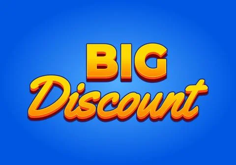 Big discount. Text effect in 3D look. Yellow color Illustrazione stock