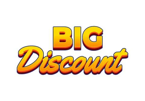 Big discount. Text effect in 3D look. Yellow color Stock Illustration