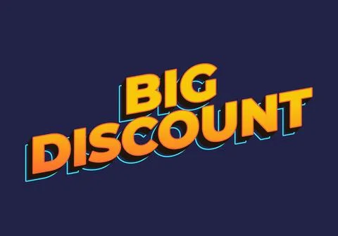 Big discount. Text effect in yellow color. 3D look Stock Illustration