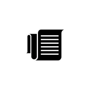 Big Document Roll with Text, Long Receipt Flat Vector Icon Stock Illustration