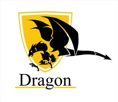 Big dragon and shield Stock Illustration