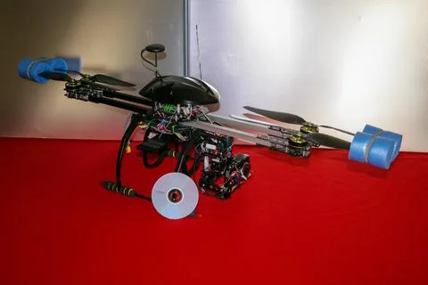 A big drone cargo transport prototype showing different electronic modules. Фото