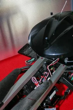 A big drone cargo transport prototype showing different electronic modules. Stock Photos