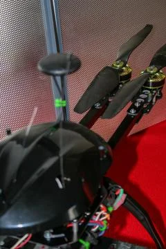 A big drone cargo transport prototype showing different electronic modules. Stock Photos
