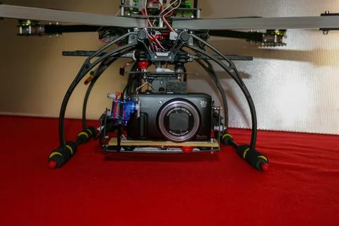 A big drone cargo transport prototype showing different electronic modules. Stock Photos
