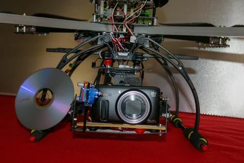 A big drone cargo transport prototype showing different electronic modules. Stock Photos