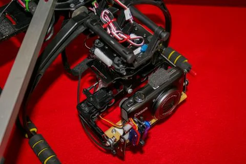 A big drone cargo transport prototype showing different electronic modules. Stock Photos
