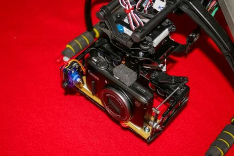 A big drone cargo transport prototype showing different electronic modules. Stock Photos