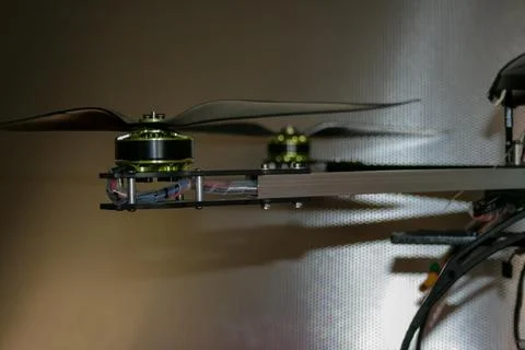 A big drone cargo transport prototype showing different electronic modules. Stock Photos