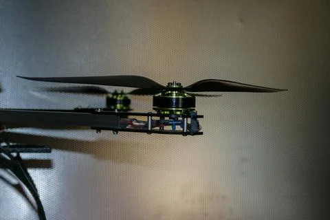 A big drone cargo transport prototype showing different electronic modules. Stock Photos