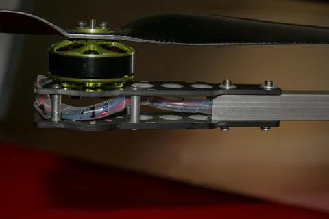 A big drone cargo transport prototype showing different electronic modules. Stock Photos