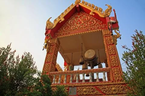 Big drum in buddhist temple Stock Photos