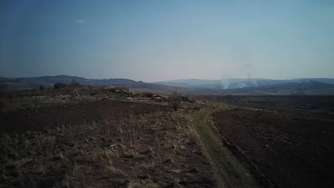 Big dump, garbage everywhere, plastic waste.Shooting from above Stock Footage 126664226