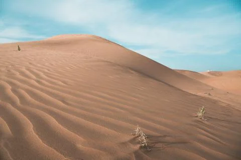 Big dune and the sand texture at the foreground, Inner Mongolia, China Stock Photos