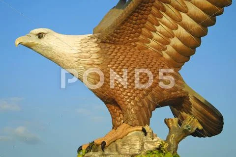 Big eagle statue - symbol of Langkawi island Stock Photos