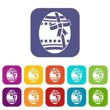Big easter egg icons set flat Illustrazione stock