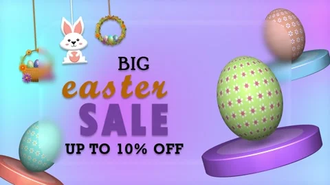 Big easter sale colour template animation with hanging bunny and big beauti.. Stock Footage 304269678