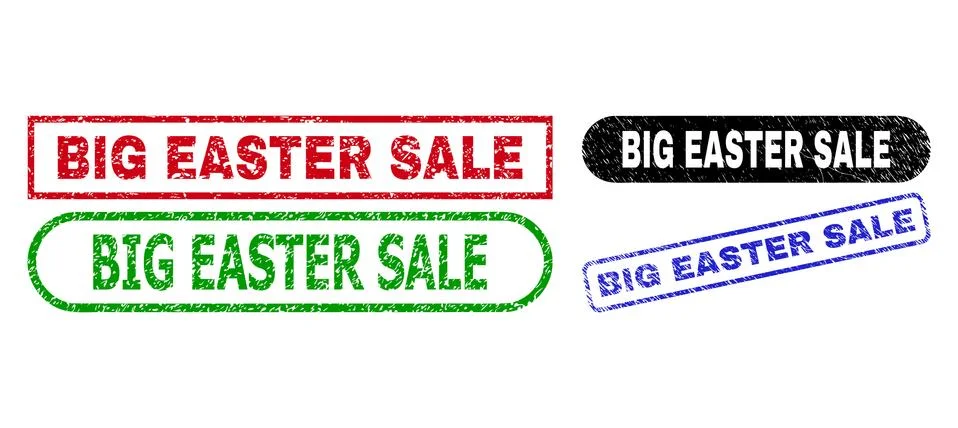 BIG EASTER SALE Rectangle Seals with Unclean Texture イラスト素材