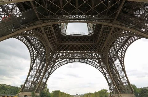 Big Eiffel tower from bottom in Paris France Stock-Fotos
