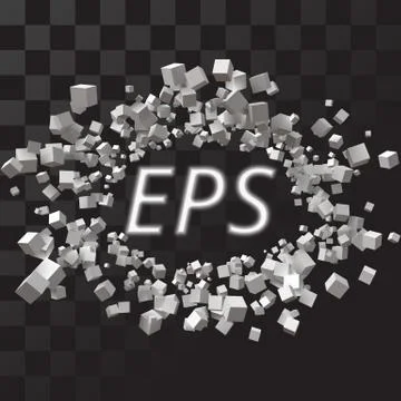 Big eliptic frame formed by random sized cubes with transparent background. Stock Illustration