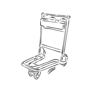 Big empty arrival move handcart basket truck on white background. Luggage car Stock Illustration