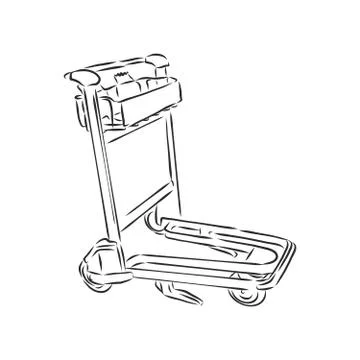 Big empty arrival move handcart basket truck on white background. Luggage car Stock Illustration