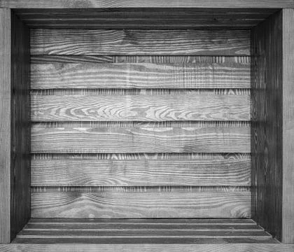 Big empty black grunge old wooden shelf Foto stock
