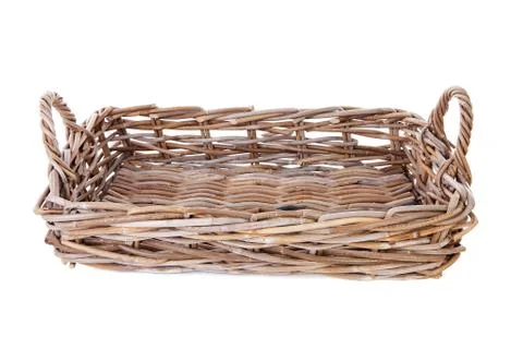 Big empty cane basket Stock Photos