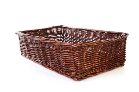 Big empty cane basket Stock Photos