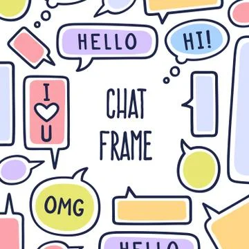 Big empty frame area made from colorful small chat or speech bubbles. Vector  스톡 일러스트