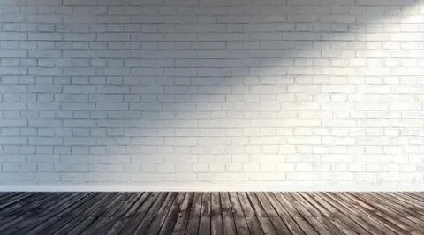 Big empty room with white brick wall Stock Illustration