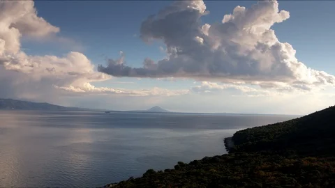 Big epic clouds over the sea Stock Footage 100128060