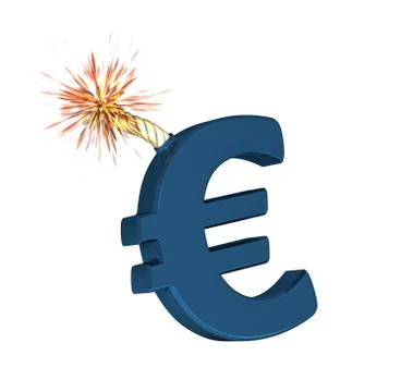 Big Euro symbol that'll explode on a white background Stock Illustration