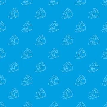 Big excavator pattern seamless blue Illustrazione stock